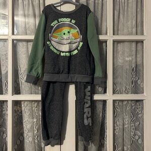 😉Bundle Days😉 Boys Star Wars Baby Yoda Jogger Outfit Set Sweatsuit Long Sleeved